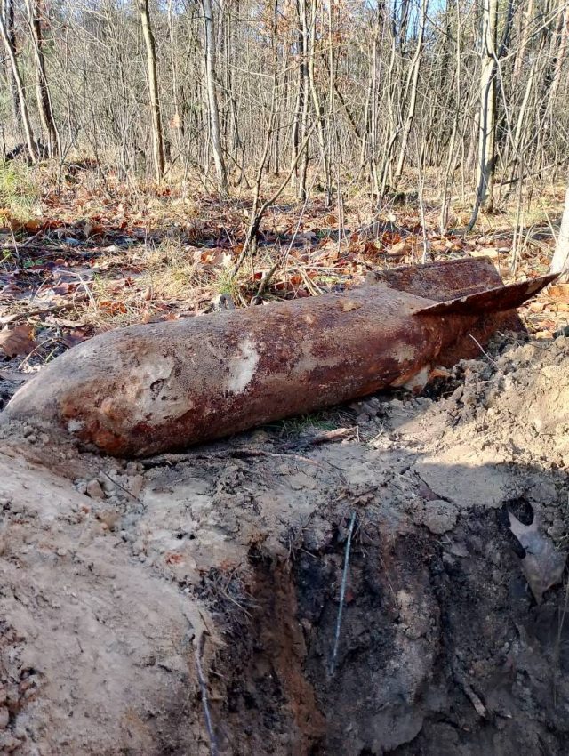 Zrzucono ją z samolotu, przeleżała w ziemi kilkadziesiąt lat. W lesie znaleziono bombę lotniczą (foto)