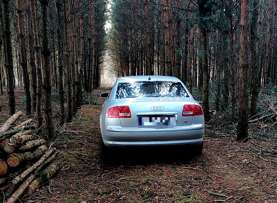 Pościg policji za kierującą audi 17-latką zakończył się w lesie. W aucie znajdowały się trzy nieletnie pasażerki (foto)