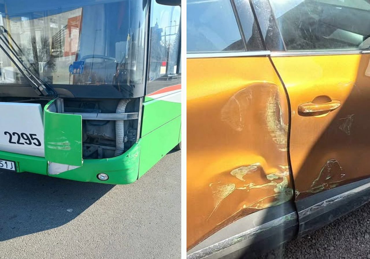 Chciał się wcisnąć przed autobus. Doprowadził do zderzenia z pojazdem komunikacji miejskiej (zdjęcia)